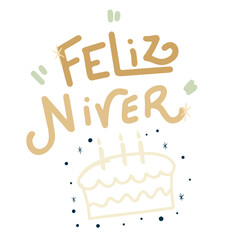 happy birthday cake in portuguese lettering