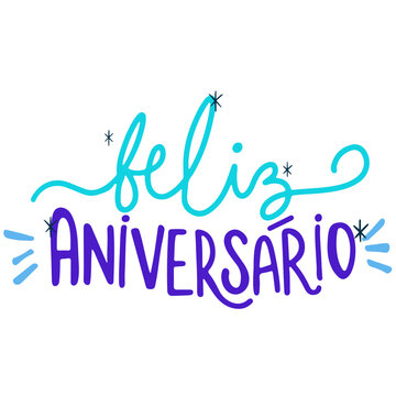 feliz anivers&aacute;rio lettering illustration