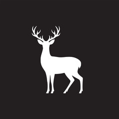 A stark white deer silhouette stands against a solid black background in a minimalist style image © Syed  Haseeb Jan