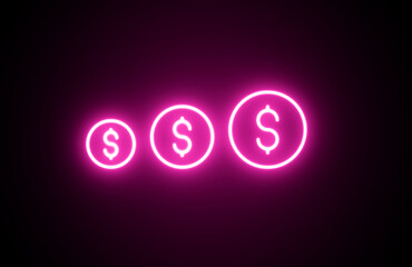 Pink Color Coins, Dollars icons.