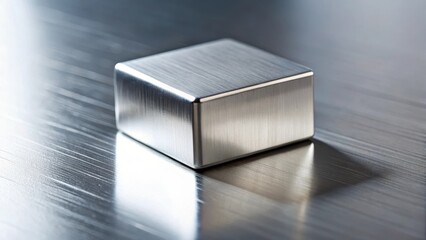 High-contrast white background with metallic shiny gallium metal in solid form