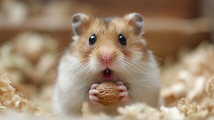 Cute Hamster Eating Food CloseUp Pet Photo
