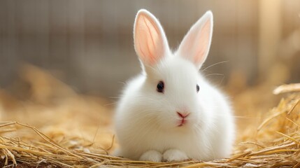 White Rabbit Hay Nest Pet Photo