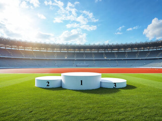 Siegertreppchen im Stadion