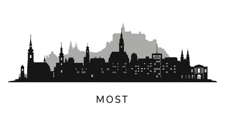 Obraz premium Most with Czechia City silhouette skyline.