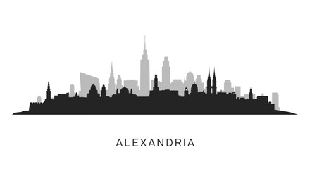 Fototapeta premium Alexandria Skyline Silhouette Vector.