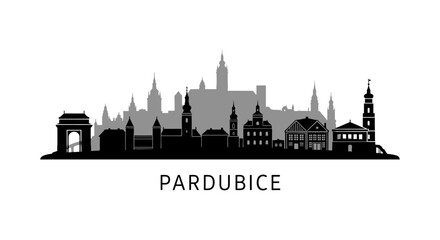 Naklejka premium Pardubice Cityscape Skyline Silhouette.