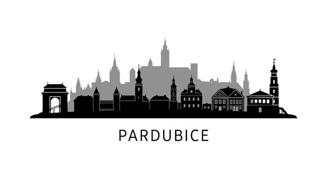Pardubice Cityscape Skyline Silhouette.