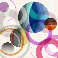 Gordijnen abstract geometric pattern background, with circles, semicircles, stripes, strokes and splashes © Kirsten Hinte
