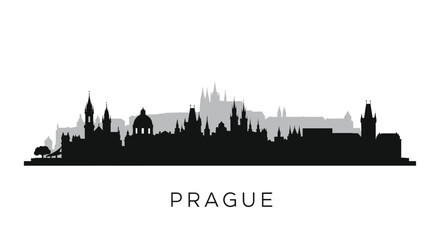Naklejka premium Prague with Czechia, and City Skyline Silhouette.