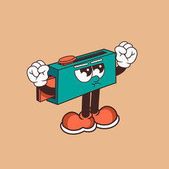 Retro character design of angry usb flash drive