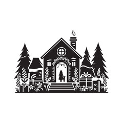 Obraz premium Christmas in July Silhouette Vector Illustration, Solid White Background.