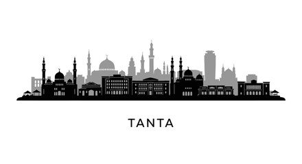 Tanta with Egypt Skyline, and Black Silhouette.