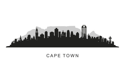 Obraz premium Cape Town Skyline Silhouette with South Africa.