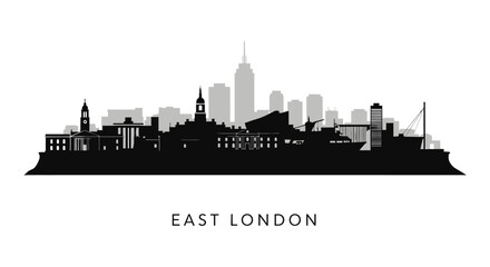 Obraz premium East London silhouette with skyline vector, and cityscape.
