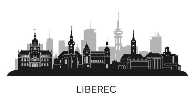 Liberec Skyline Czechia City Silhouette.