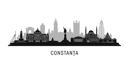 Constanta with Romania Skyline Silhouette, and Cityscape.