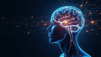Glowing Brain Neural Network Concept