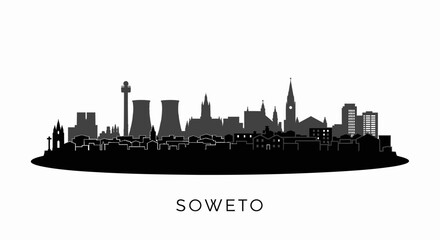 Naklejka premium Soweto Skyline Silhouette with Cityscape, and South Africa.
