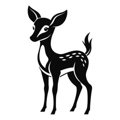 Black silhouette of a fawn deer