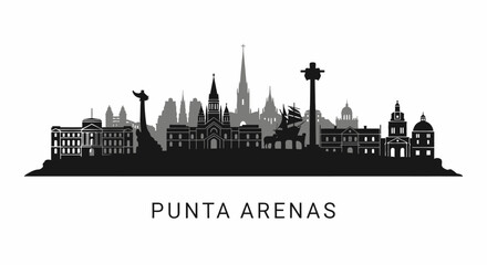 Naklejka premium Punta Arenas Skyline Chile Vector Silhouette.