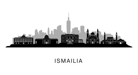 Naklejka premium Ismailia skyline with Egypt City silhouette Vector.