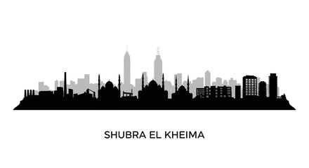 Obraz premium Shubra El Kheima city skyline with vector silhouette.