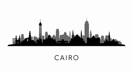 Naklejka premium Cairo Skyline Silhouette Egypt Urban Vector.