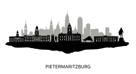 Naklejka premium Pietermaritzburg Skyline Black silhouette.