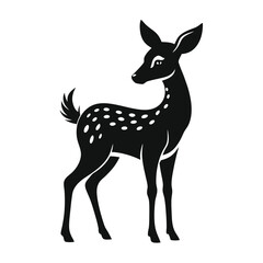 Black silhouette of a spotted fawn deer