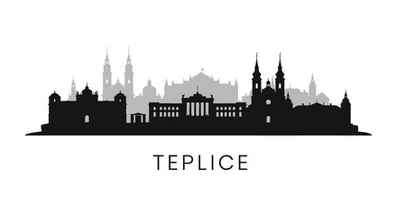 Fototapeta premium Teplice with Czechia, City Skyline Silhouette, and Black.