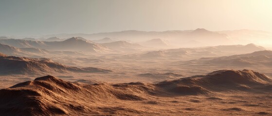 Naklejka premium Stunning Martian Landscape Panoramic Desert Vista