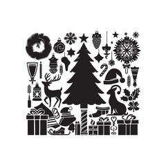 Fototapeta premium Christmas in July Silhouette Vector Illustration, Solid White Background.