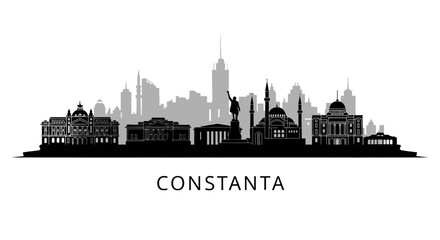 Fototapeta premium Constanta Skyline Silhouette with Romania, and Landmark.