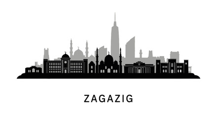 Obraz premium Zagazig Egypt skyline silhouette with city vector.