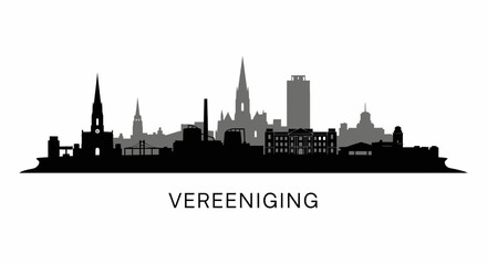 Fototapeta premium Vereeniging Skyline Silhouette with South Africa.