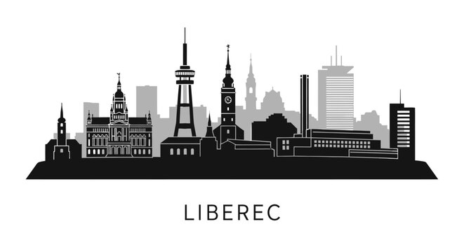Liberec skyline Czech city panorama.