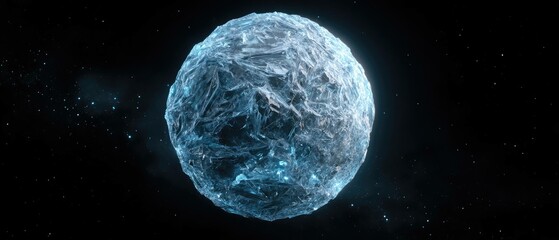 Stunning Celestial Sphere Crystalline Planet in Deep Space