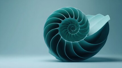 Obraz premium Green nautilus displaying a double spiral structure that exemplifies nature's intricate design patterns