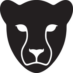 A minimalist black and white illustration of a cheetah's head with a sleek and modern design style