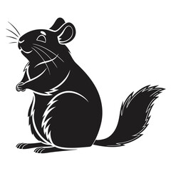 Cute chinchilla silhouette vector illustration rodent mammal pet animal graphic design element