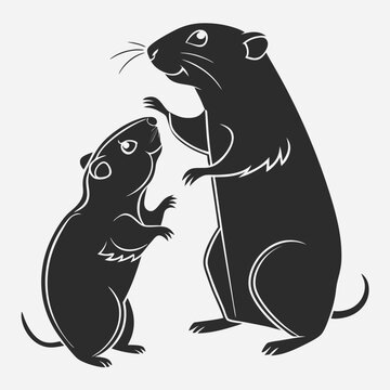 black rat and baby rat standing clip art preview