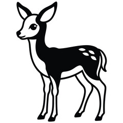 Cute black and white cartoon fawn illustration