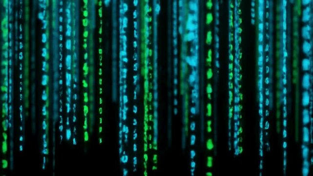 Green matrix style falling digital code
