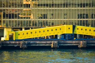 The scene of the Victoria Harbour at Tsim Sha Tsui, Hong Kong. The harbour side. Cityscape, city scene. Travel concept.