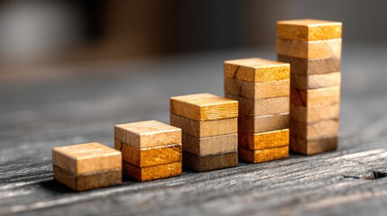 Simple wooden block on a minimalist background representing fundamental concepts of growth and development over time
