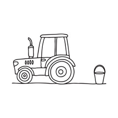 Fototapeta premium A tractor park near a bucket