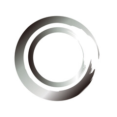 毛筆風の円のイラスト　シルバー