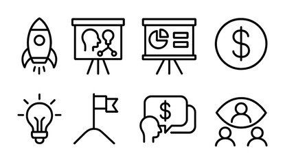 Business and strategy icons for presentation and design projects