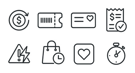 Minimalist set of business and shopping icons for design projects